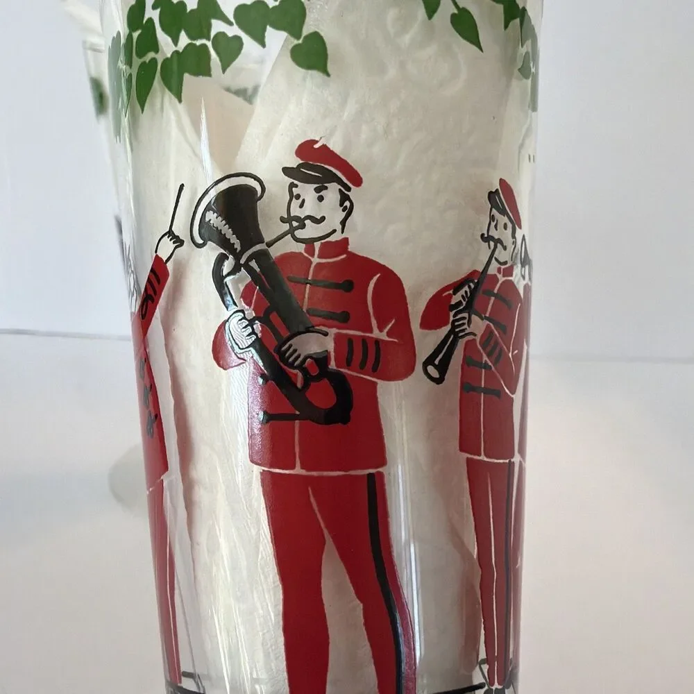 Vintage Stemmed Beer Pilsner Glasses Pair Musicians Band Retro MCM Barware Pub